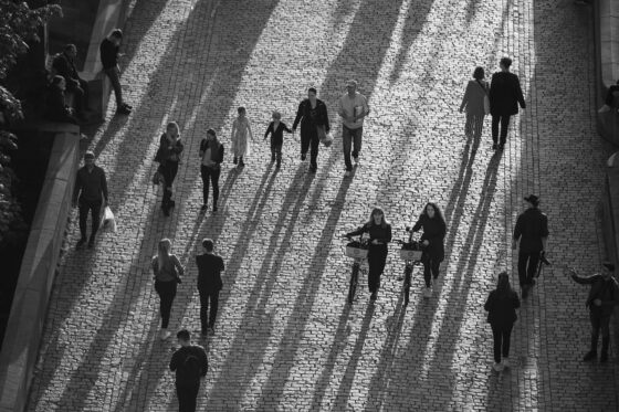 People going about their individual everyday lives.